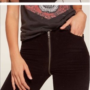 Reformation Bruno Zipper Pants Black Corduroy 26
